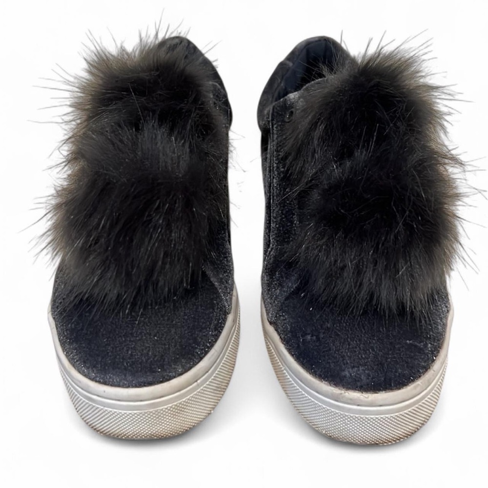 Sam Edelman Leya Velvet Faux Fur Slip On Sneakers Gray 7.5 - Picture 3 of 8